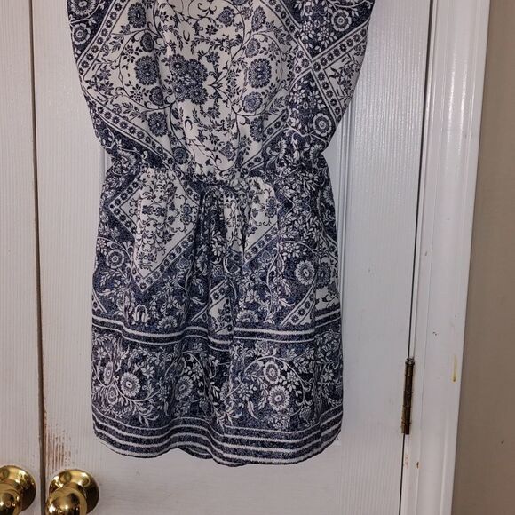 One Clothing blue white summer short romper Sz M - Picture 2 of 5